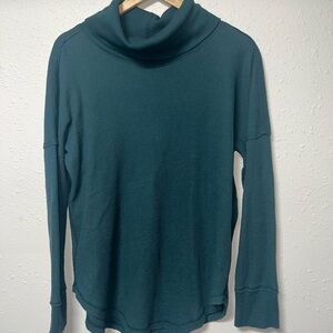 Maeve Teal Waffle Knit Long Sleeve Cowled Neck‎